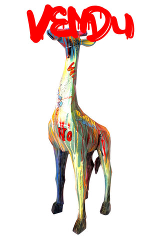 Statue Girafe Pop'Art H180 cm en résine / NUM86