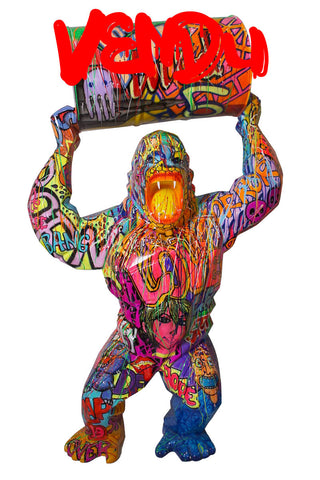 Statue Gorille Pop'Art avec baril H213 cm en résine / NUM118